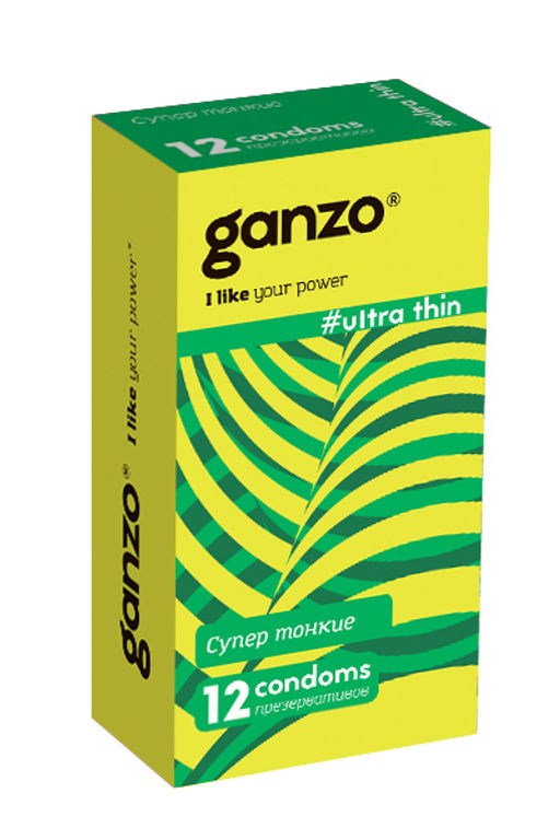 Презервативы Ganzo, ultra thin, супер тонкие, латекс,18 см, 5,2 см, 12 шт.  фото 2