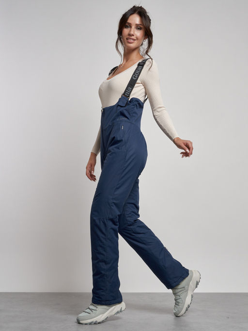 Полукомбинезон с высокой посадкой женский зимний темно-синего цвета 7605TS - Colannia фото 20