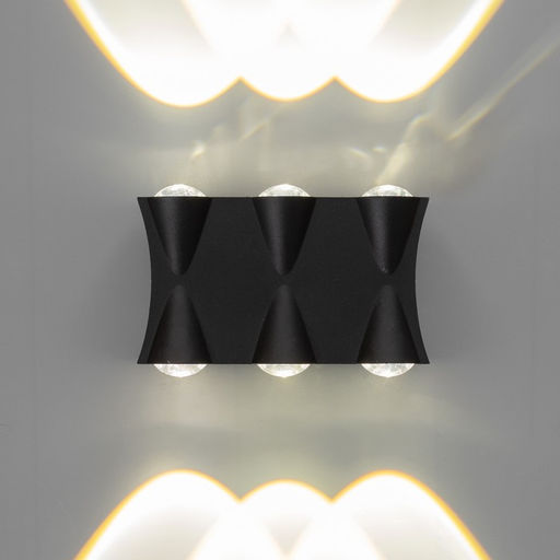 Бра BayerLux «Бисо», 6хLED, 6 Вт, 4000К, IP66, чёрный, 14×4.5×8 см