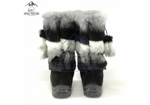 Сапоги унты Шиншилла,натуральная замша, натуральная овчина, литая подошва