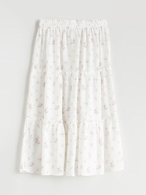 Beli Lastikli ?i?ekli K?z ?ocuk Etek