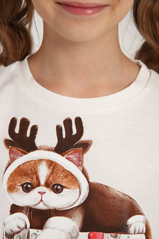 Пижама для девочки ПД-019-073 Кот Новый год