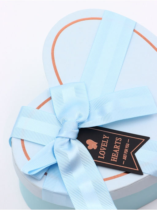 Набор подарочных коробок сердце 3 в 1, голубой с бантом, 22?20?9; 18.5?17?7.5; 16?14?6 см