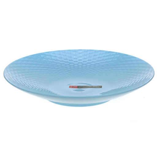 "ДМ" Блюдо фарфоровое "Плетенка-колор" д205мм, h35мм, голубой (Китай)