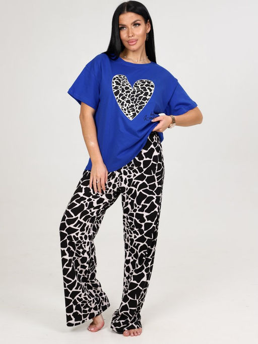 627 ДОМАШНИЙ КОСТЮМ ЖЕНСКИЙ (брюки) (Синий/чёрный жираф) - А-дина фото 3