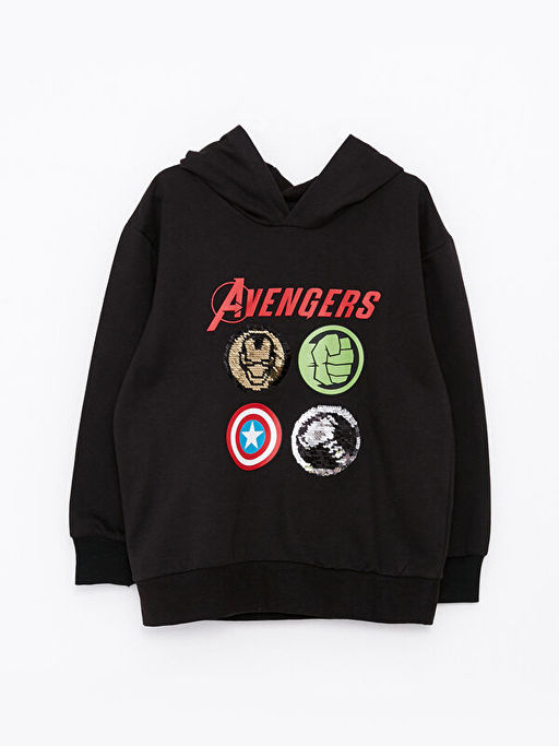 Kap??onlu Avengers Bask?l? Uzun Kollu Erkek ?ocuk Sweatshirt