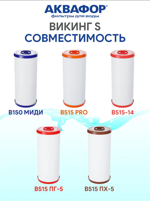 -23% Корпус Викинг S Миди магистральный водоочиститель Аквафор