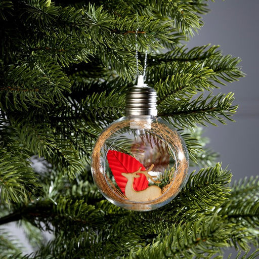 Ёлочный шар Олень, d=8 см, 1 LED, от батареек, свечение тёплое белое - Luazon lighting фото 3