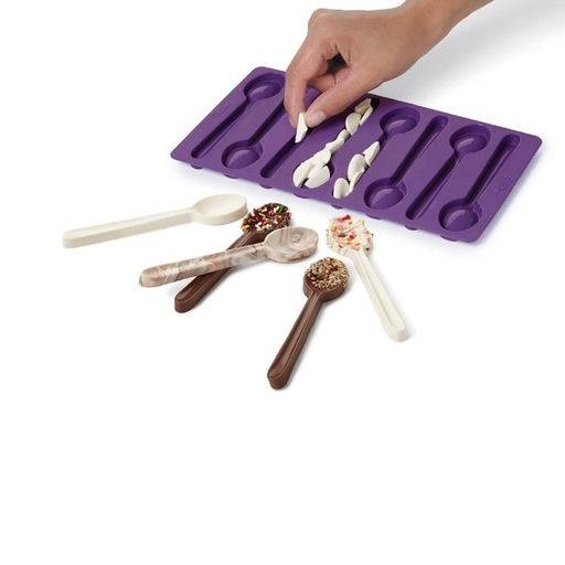 Форма для шоколада Доляна «Ложечки», силикон, 13,5×9,5×0,7 см, 6 ячеек (8,3×1,8 см), цвет коричневый