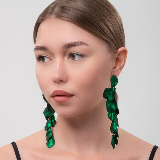 Серьги ассорти Ветер грация, цвет зелёный в золоте - Queen fair фото 4