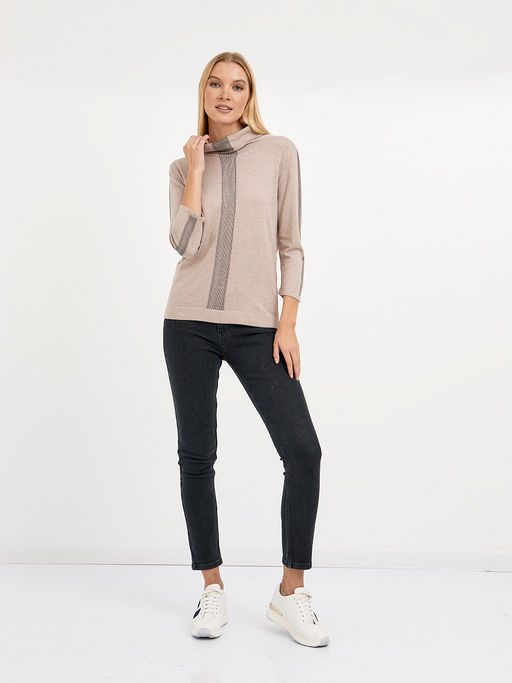 водолазка женская бежевая с добавлением люрекса и страз - Glenfield фото 3
