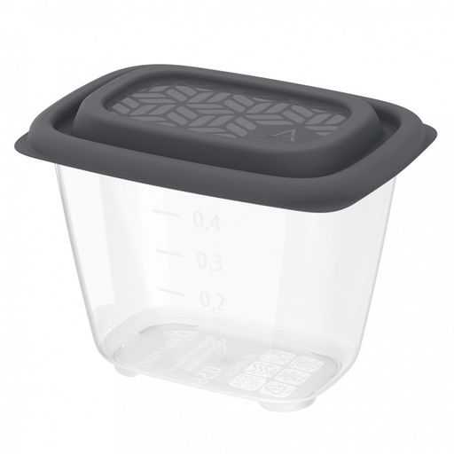 Контейнер для продуктов Гурман 0,56л, 12,8х9,5х9,8см, полипропилен, графит, подходит для СВЧ и заморозки (Россия)
