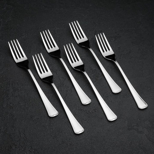 Цена за 6 шт. Вилка столовая «Мондиал», длина 19,8 см, толщина 2,5 мм, цвет серебряный