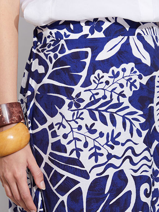 Beli Lastikli ?i?ekli Kad?n Etek