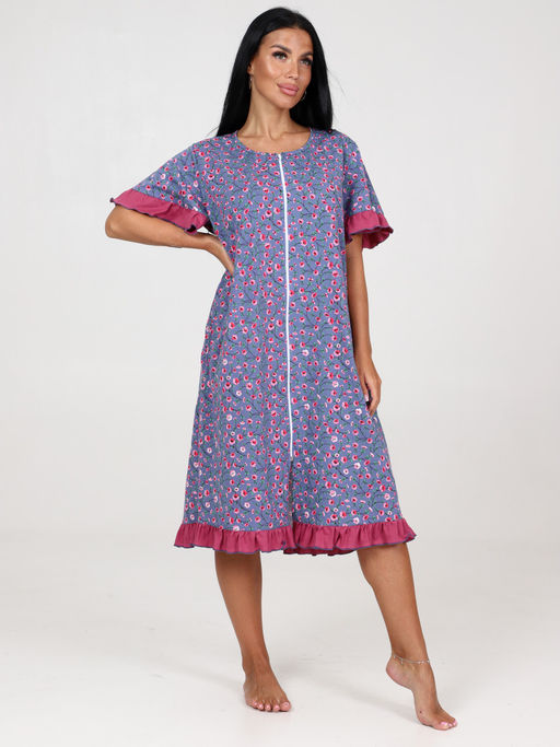 152 ЖЕНСКИЙ ХАЛАТ (Индиго/цветы) - А-дина фото 3