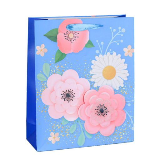 Цена за 12 шт. Пакет подарочный 23,5х19,5х8 / 1300S /уп 12/720/Цветы - Галеонтрейд фото 3