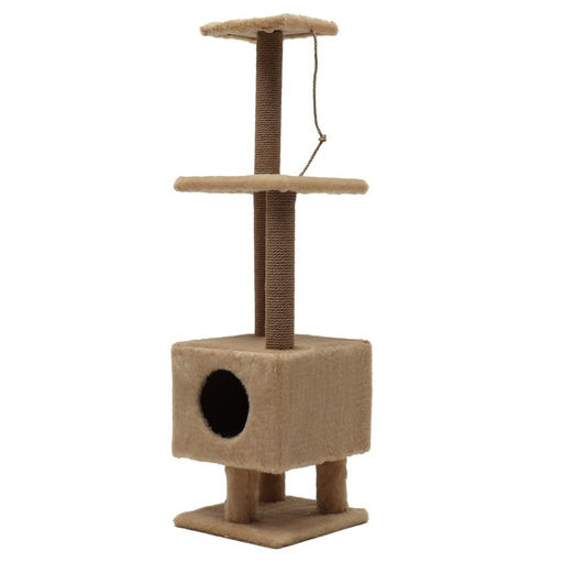 Комплекс для кошек с когтеточкой, с домиком и 2 полками, 37 х 37 х 120 см, бежевый - Simaland фото 3