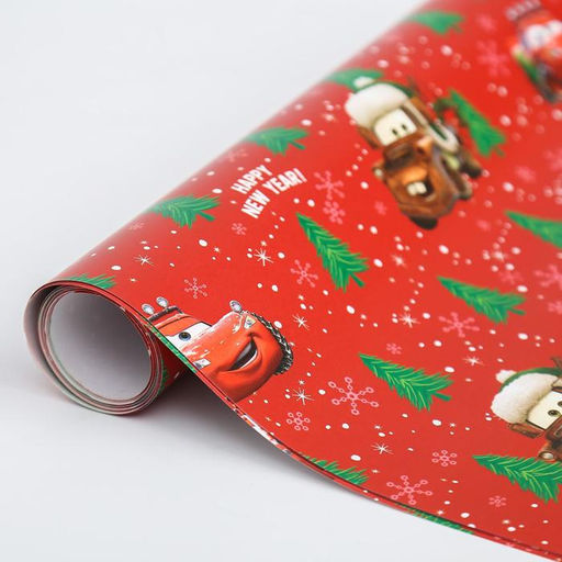 Цена за 10 шт. Бумага упаковочная глянцевая С Новым Годом! Тачки,70 х100 см - Disney фото 2