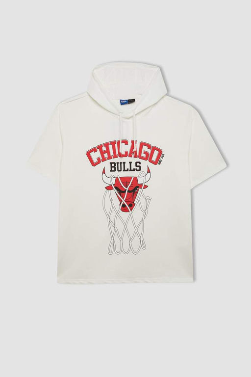 DeFactoFit Футболка оверсайз с капюшоном и короткими рукавами NBA Chicago Bulls фото 6