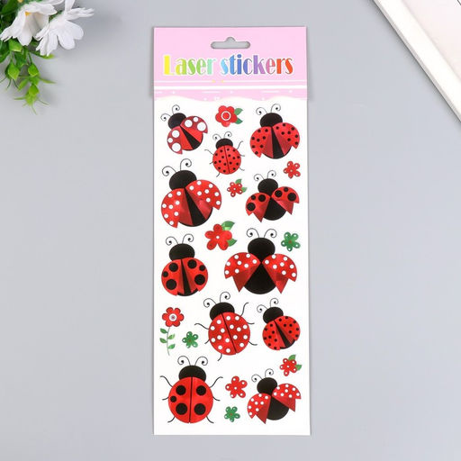 Наклейка пластик голография Букашки МИКС 29х11 см - Simaland фото 2