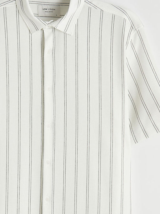 Regular Fit K?sa Kollu ?izgili Erkek G?mlek