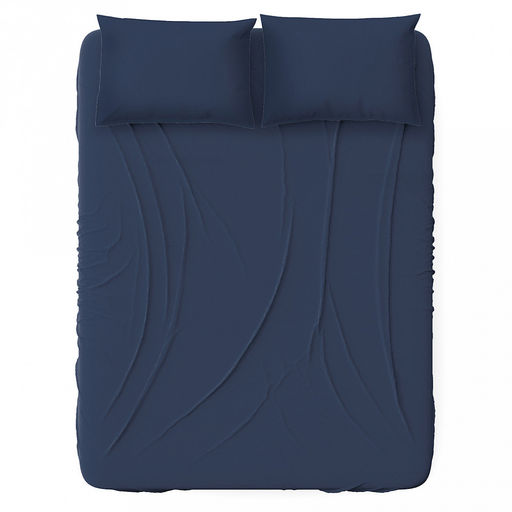 Простыня 1,5 спальная на резинке "Темный деним" 120х200см, свесы 27см, поплин 115г/м2, хлопок 100%, упаковка "эконом" ПВХ 28х41см, "Домашняя мода" (Россия)