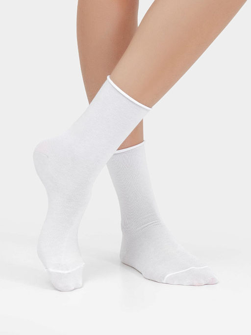 Цена за 5 пар! Женские высокие носки без бортика в белом цвете - Mark formelle фото 2