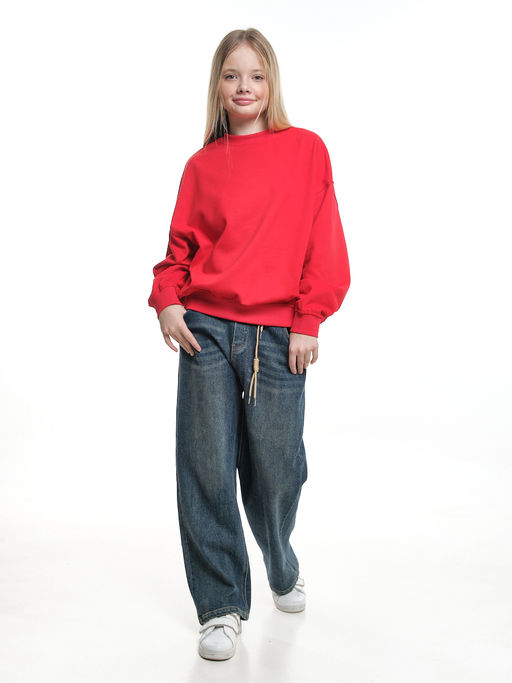 Свитшот базовый однотонный 22-7664 красный - Mini maxi фото 3