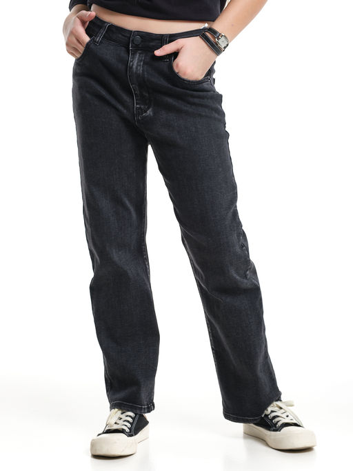 Джинсы чёрные для девочки 33-1095 черный - Mini maxi фото 7