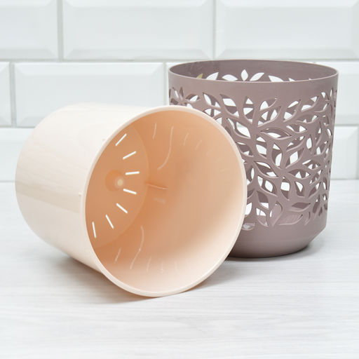 Кашпо Leaves (2,5л.) Цв. Мокко/Пудра (КШ-9573) - Вмс фото 4