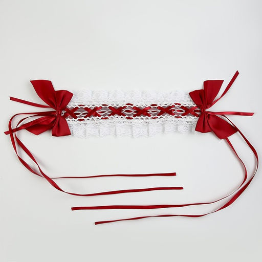 Карнавальная повязка Лолита, красная с белой тесьмой
