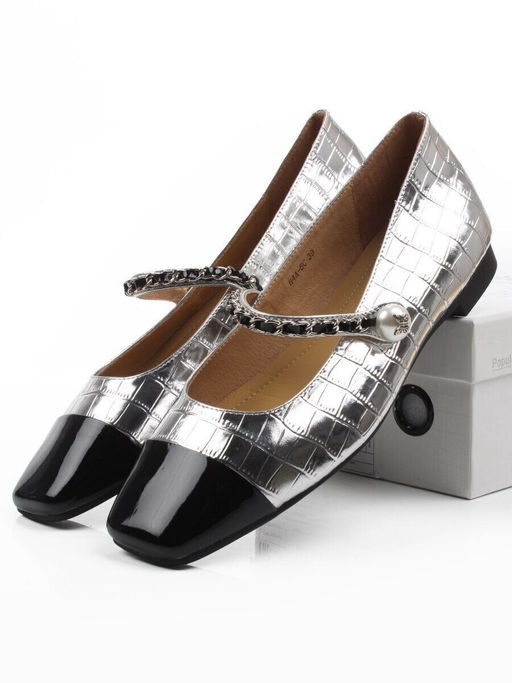 06-H4A-5C BLACK/SILVER Туфли женские (натуральная кожа)