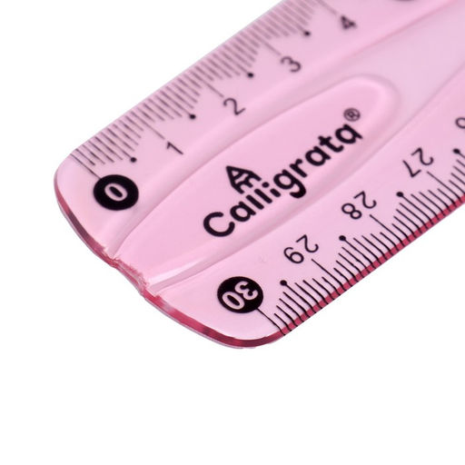 Цена за 4 шт. Линейка силиконовая Calligrata, 30 см, гибкая, двухсторонняя шкала, МИКС