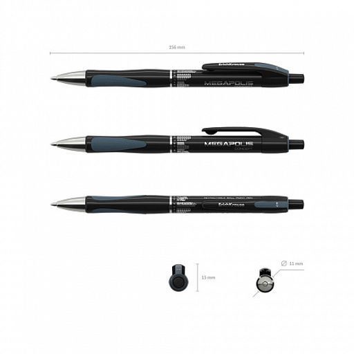 Цена за 12 шт. Ручка шариковая автоматическая ErichKrause MEGAPOLIS® Matic&Grip 0.7, Super Glide Tech, цвет чернил черный (в коробке по 12 шт.)  фото 11