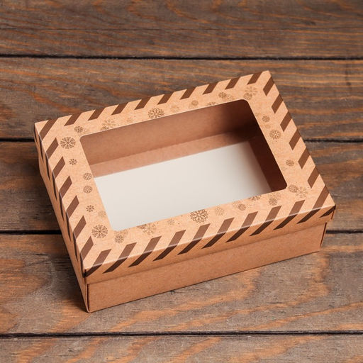 Цена за 5 шт. Коробка складная, крышка-дно, с окном Подарок от Деда Мороза 21 х 15 х 7 см - UPAK LAND фото 2