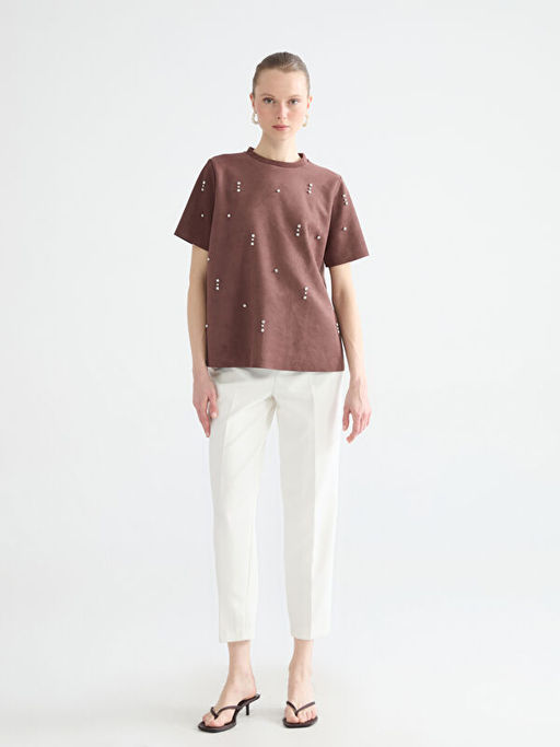 Bisiklet Yaka Ta?l? S?et G?r?n?ml? Bluz