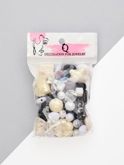 Бусины Микс, набор 50 г, чёрно-белые