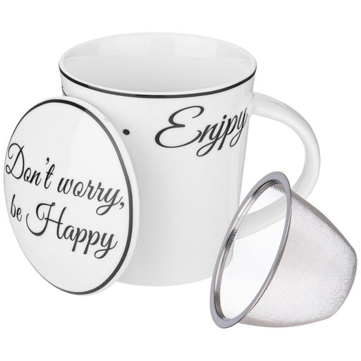 КРУЖКА ЗАВАРОЧНАЯ LEFARD BON APPETIT С МЕТАЛЛ. СИТОМ И ФАРФОР. КРЫШКОЙ 320 МЛ  фото 4