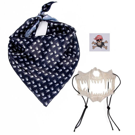 Карнавальный набор: бандана в полоску, маска челюсти белая, термонаклейка - Страна карнавалия фото 5