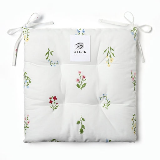 Подушка на стул Этель. Цветочек, 42?42?7 см, белая