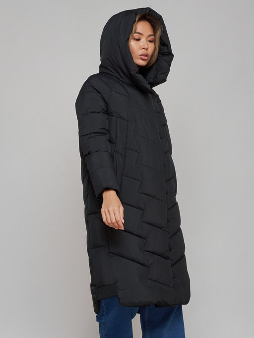 Пальто утепленное молодежное зимнее женское черного цвета 52355Ch - Holdluck фото 7