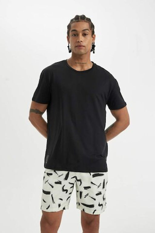 Короткие шорты для плавания стандартного кроя с сетчатой подкладкой и рисунком - Defacto фото 3