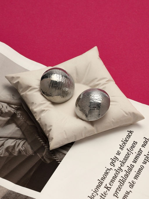 Клипсы Тренд объёмный круг, цвет серебро