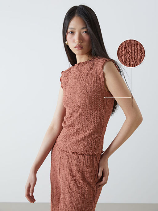 Bisiklet Yaka Dokulu Bluz