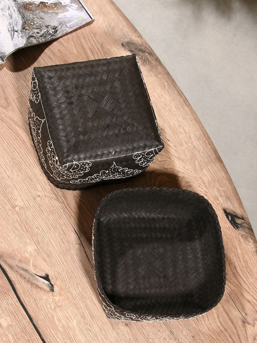 Корзинка плетёная «Бонтанг», 19×19×14 см, бамбук, тёмная