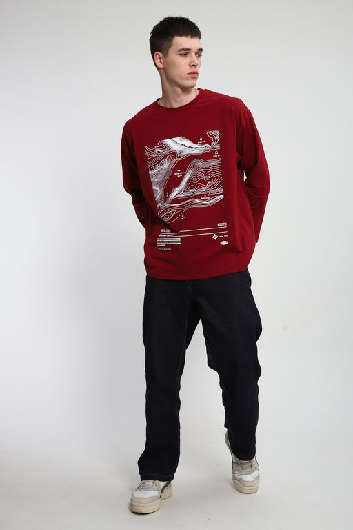 Лонгслив унисекс с принтом Карта ЛГ-01