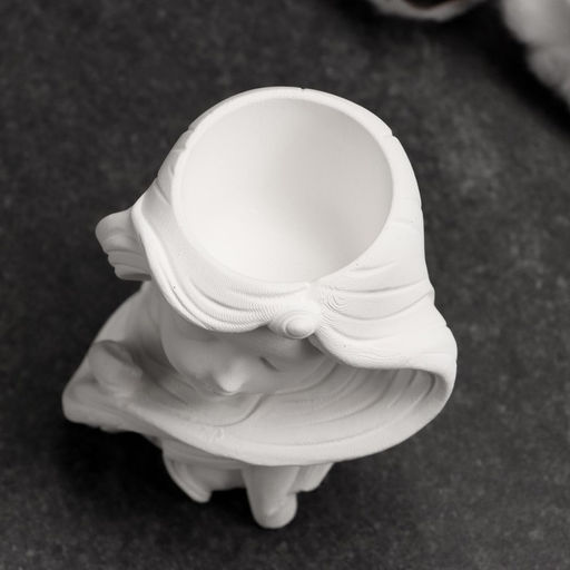 Декоративное кашпо для цветов Девушка с длинными волосами, 6?8?9 см, гипс, белое - Хорошие сувениры фото 5