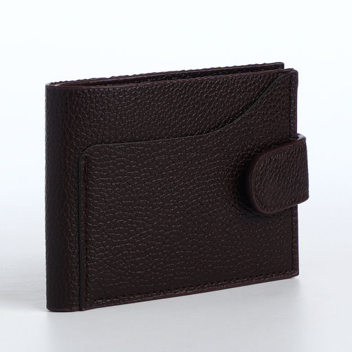 Портмоне мужское на кнопке, отдел для карт, монет, коричневое