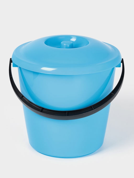 Ведро с крышкой, 10 л, d=32 см, h=26 см, пластик, МИКС