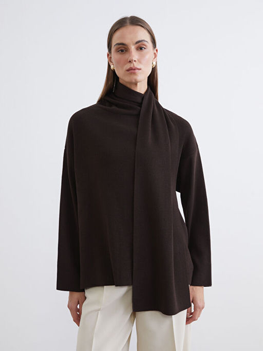 Atk?l? Oversize Kad?n Triko Kazak